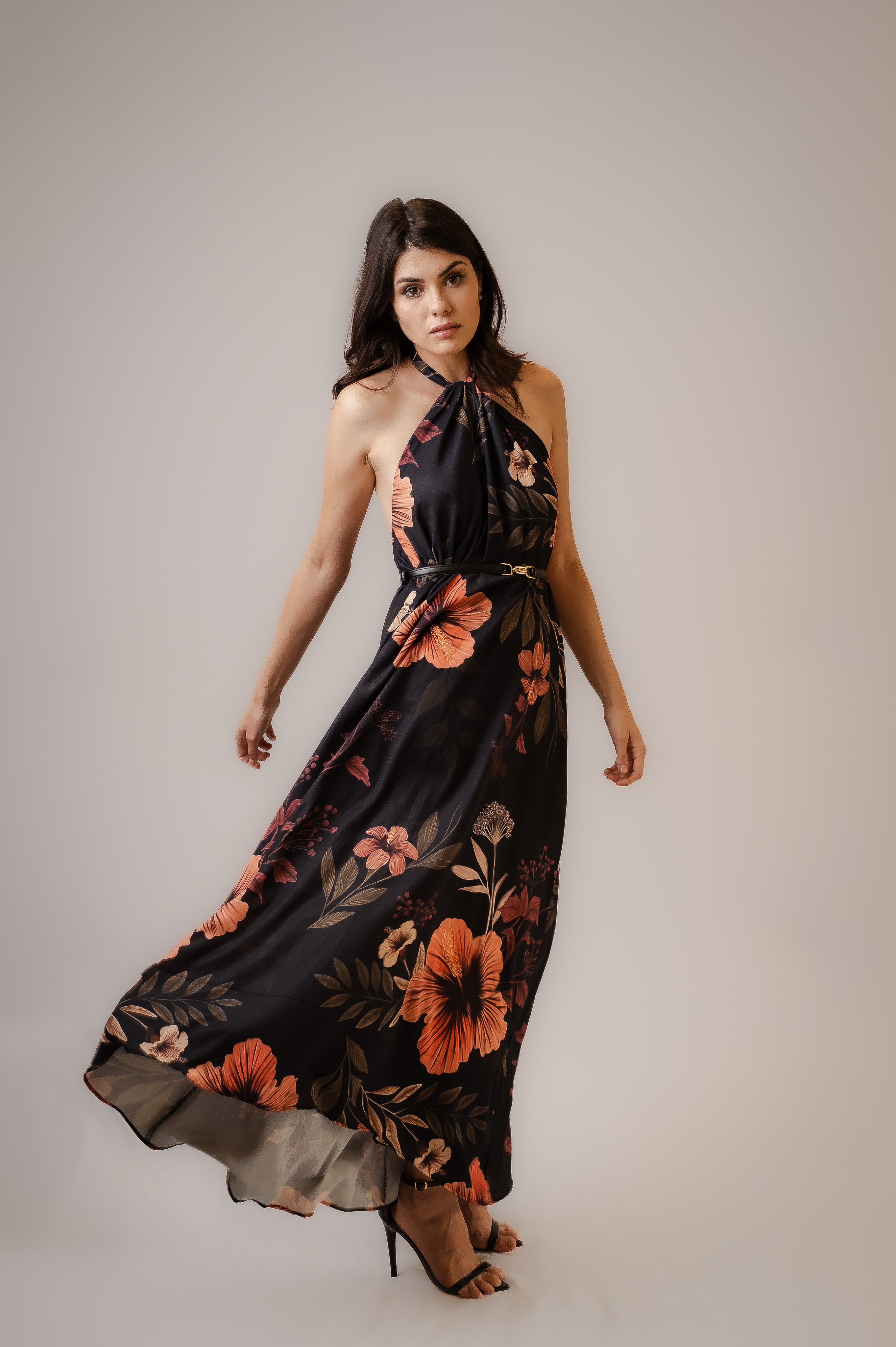 Vestido longo estampa floral