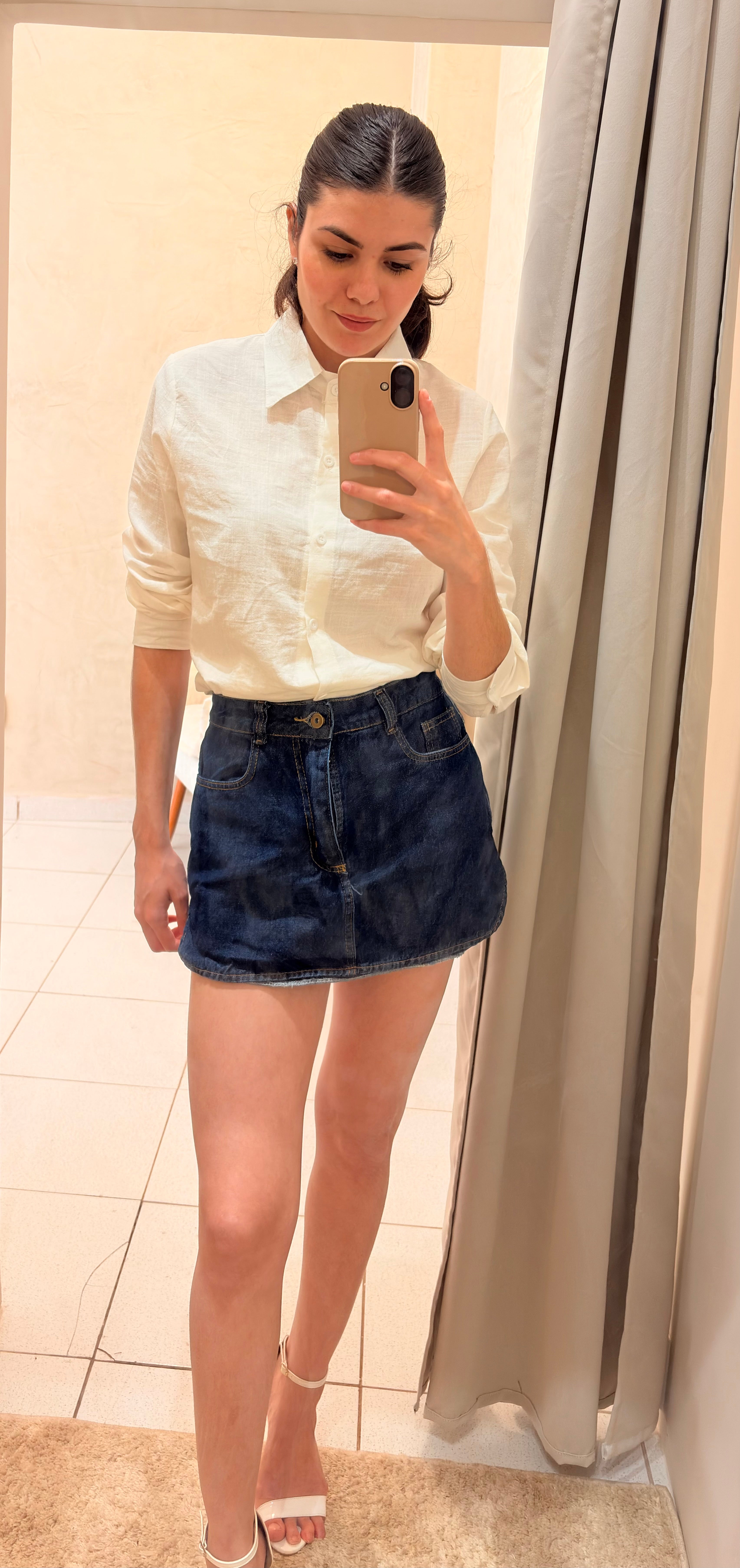Shorts saia jeans azul