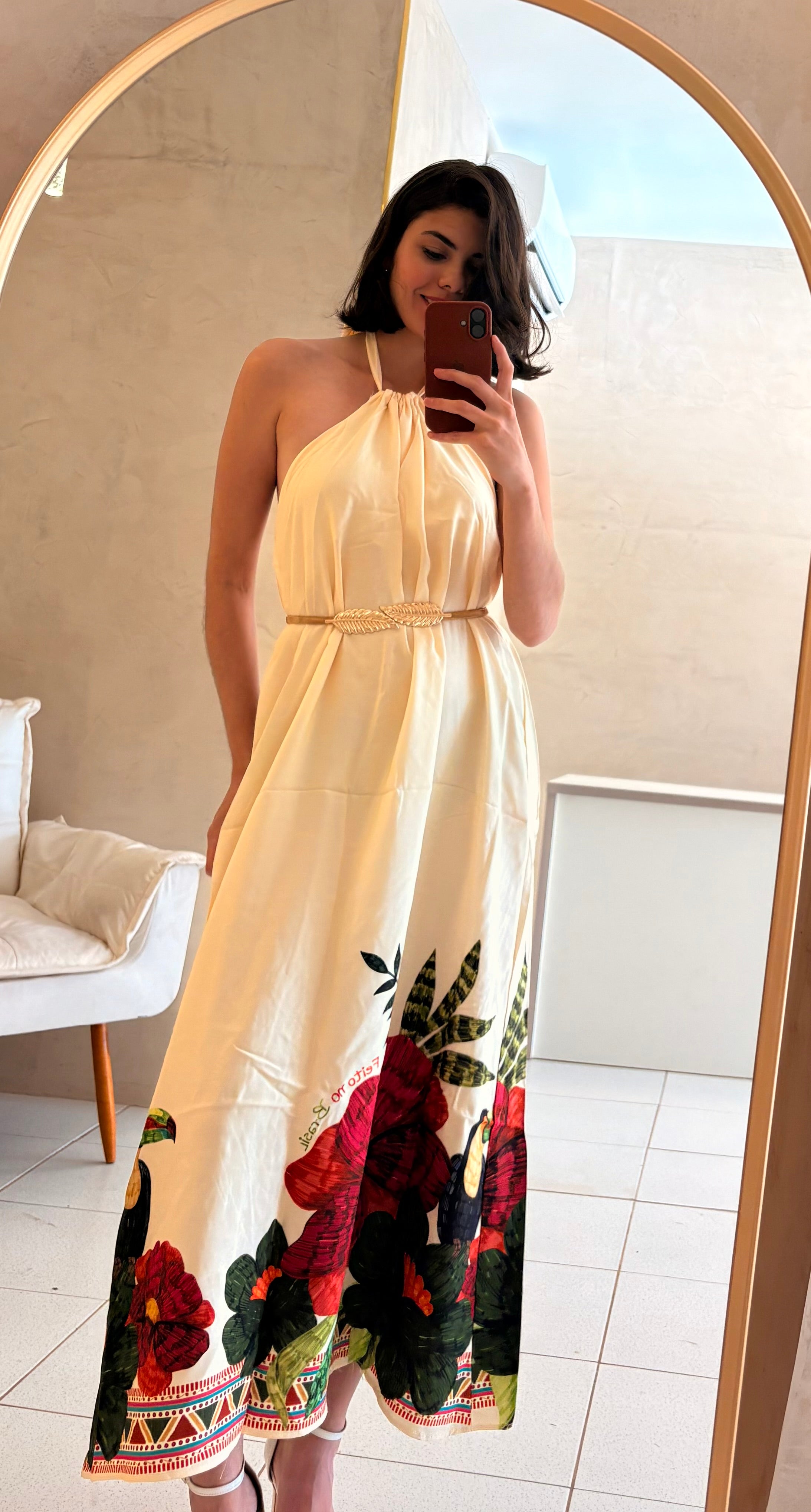 Vestido frente única florescer