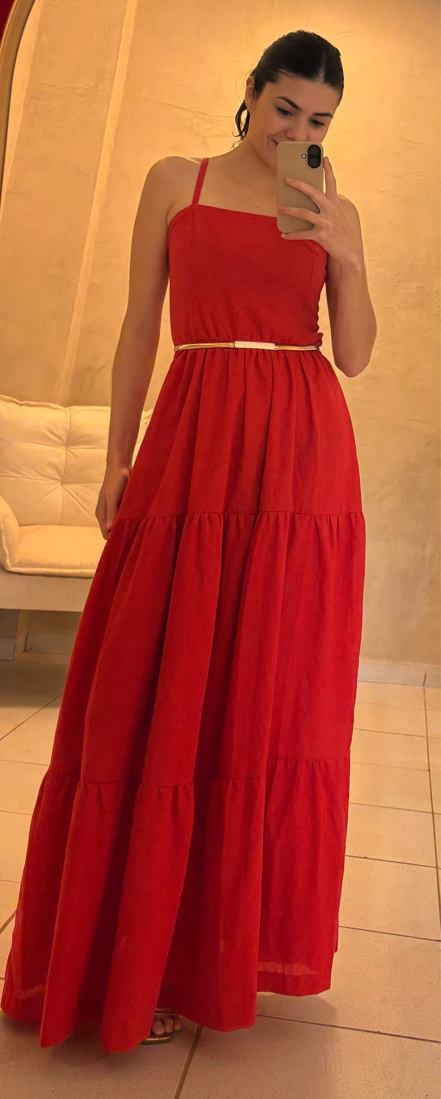 Vestido longo em linho