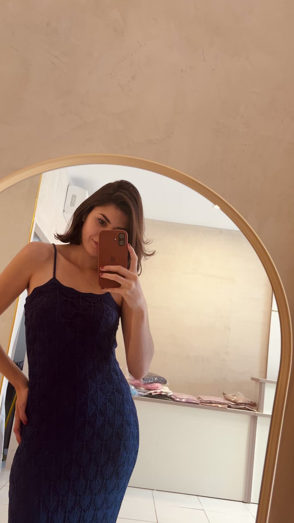 Vestido modal azul em tricot