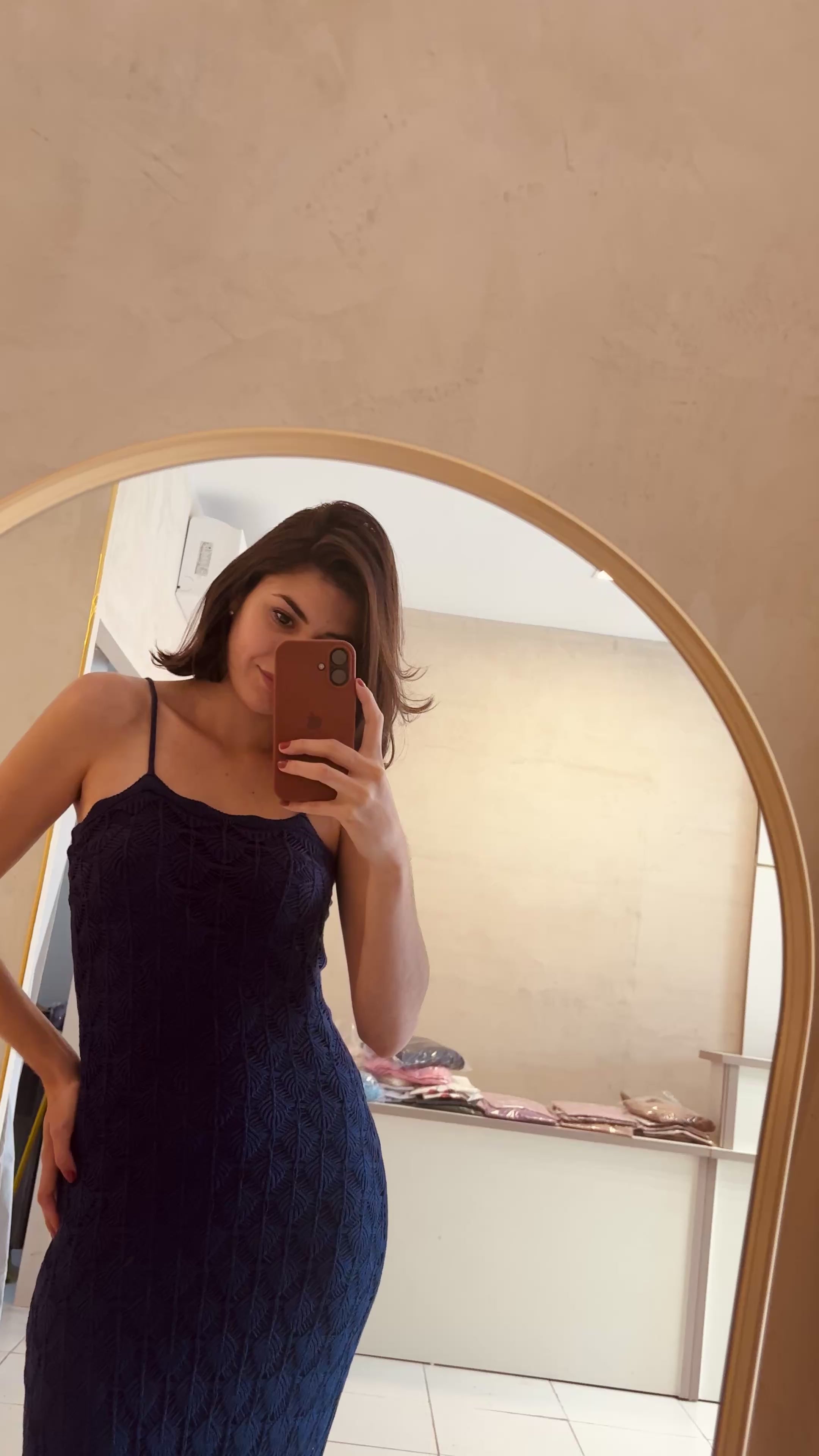 Vestido modal azul em tricot